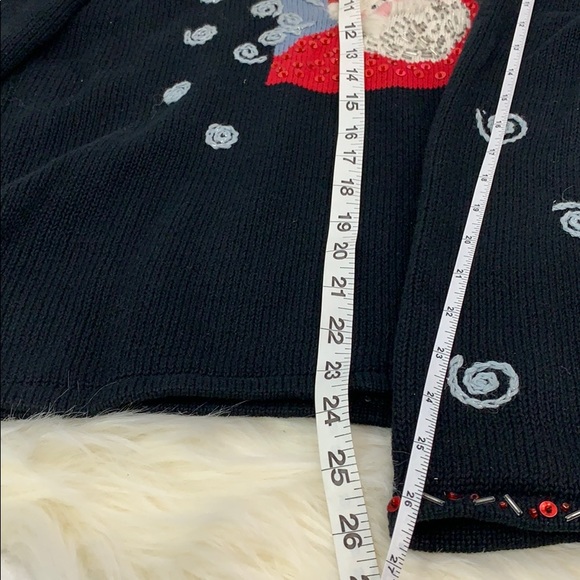 Susan Bristol Santa holiday black sweater EUC - Picture 7 of 8